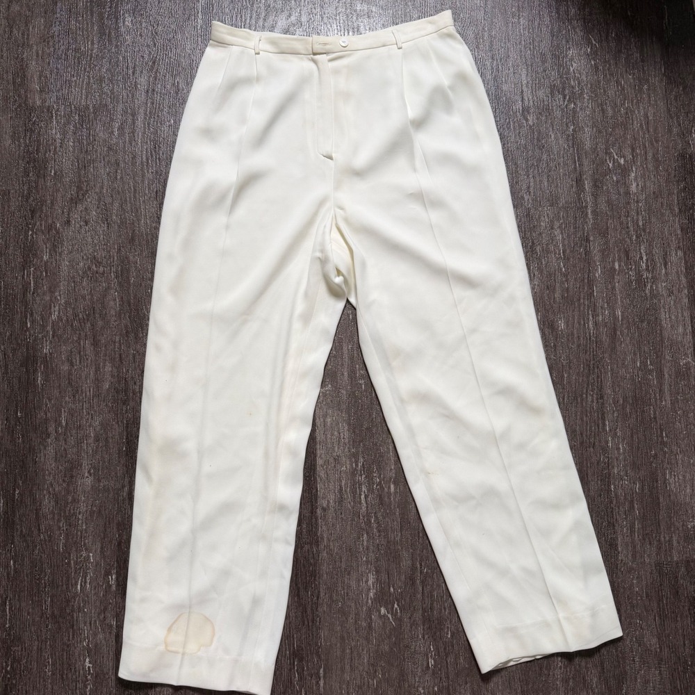 Marisa Minicucci Trousers Women 12 Cream High Waist Straight Leg Canada Flaw